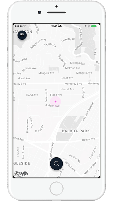Scrolling and zooming the map to choose a search area.