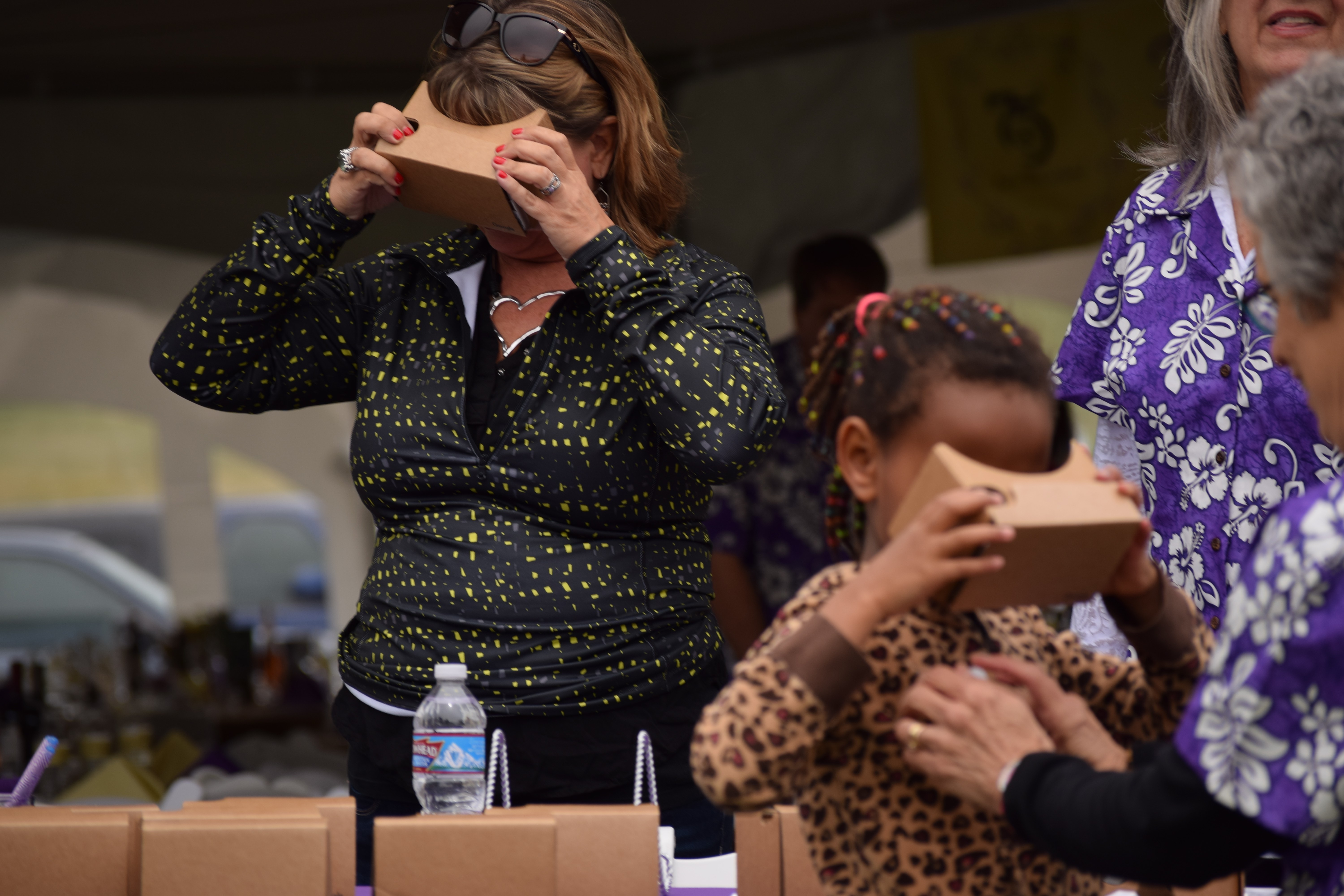 Google Cardboard viewers at the event